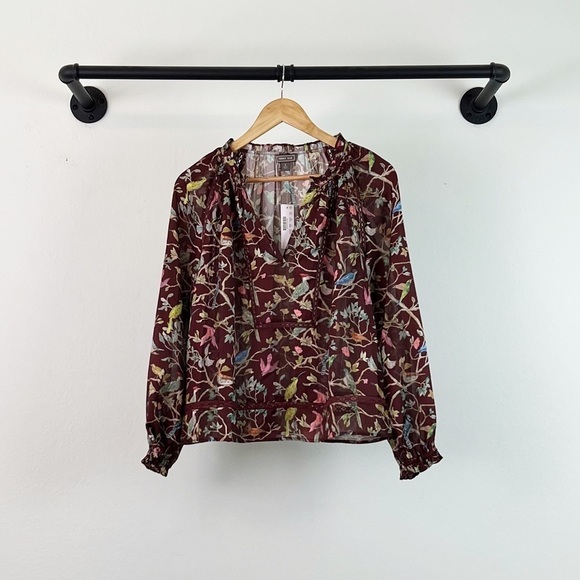 NWT J. Crew Point Sur Popover Blouse in Menagerie Floral Print - Picture 4 of 7